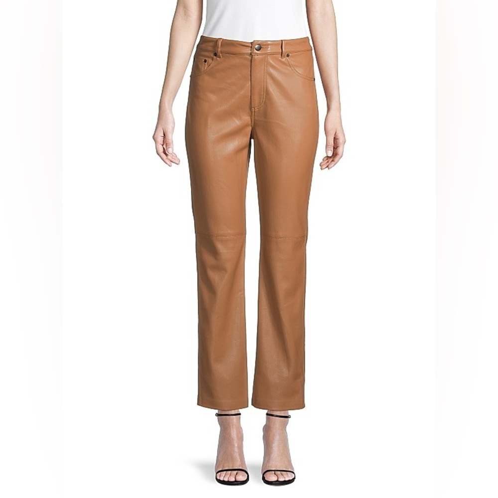 7 For All Mankind Cognac Brown Faux Leather Pants
